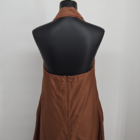Nikita Mhaisaikar Brown Dress Elegant Brown Halter Maxi Dress Size 8 - Picture 10 of 14